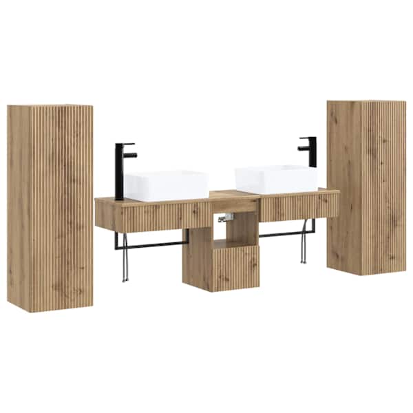 vidaXL Vannitoa m&ouml;&ouml;bleset 5 tk Artisan tamm 33 x 34,5 x 100 cm