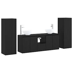 vidaXL Vannitoa m&ouml;&ouml;bleset 5 tk Must 33 x 34,5 x 100 cm Tehispuit