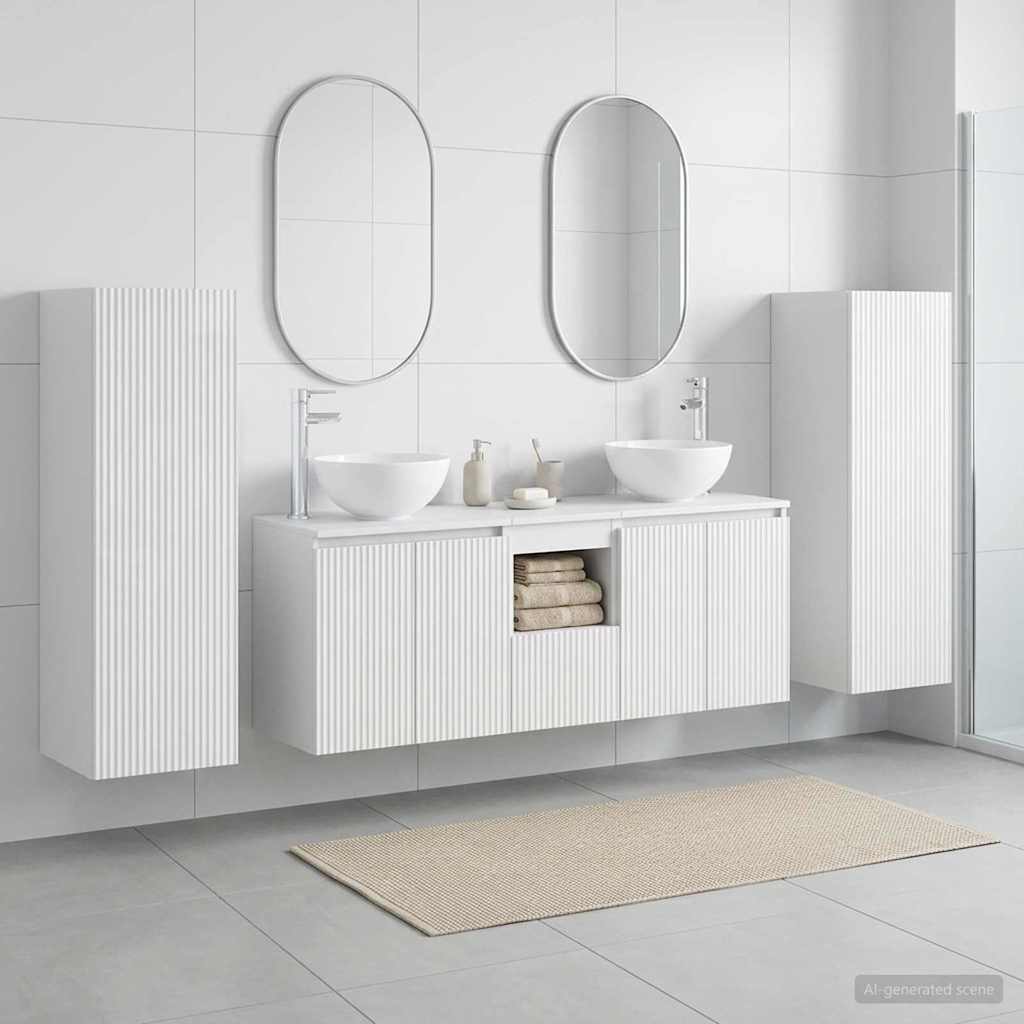 Комплект мебели за баня 5 бр. Бял гланц 33 x 34,5 x 100 см