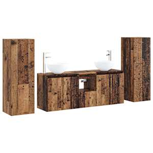 vidaXL Vannitoa m&ouml;&ouml;bleset 5 tk Vana puit 33 x 34,5 x 100 cm Tehispuit