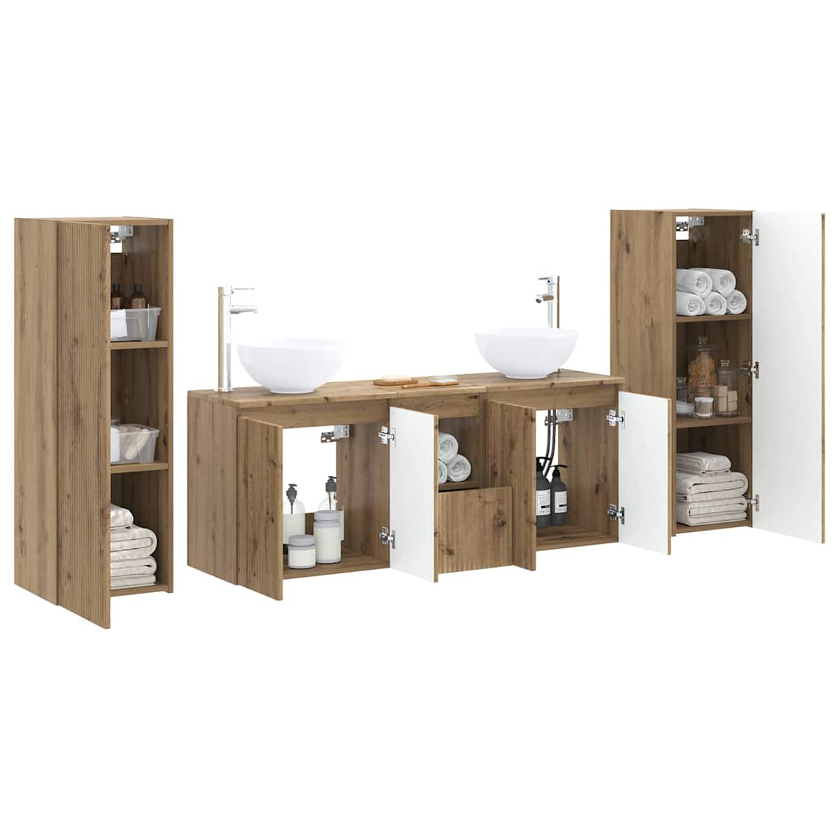 Badeværelsesmøbel sæt 5 stk. 33 x 34,5 x 100 cm - Billede 3