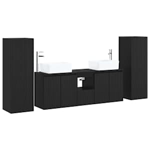 vidaXL Vannitoa m&ouml;&ouml;bleset 5 tk Must 33 x 34,5 x 100 cm Tehispuit