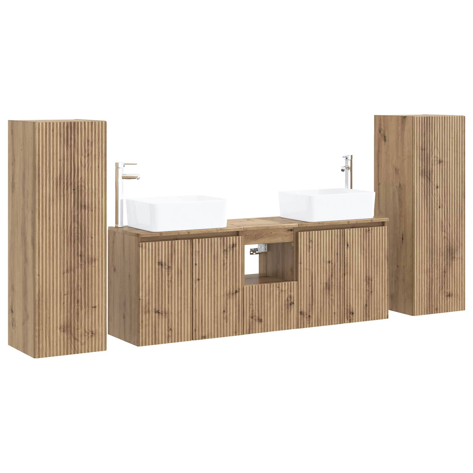Badkamermeubelset 5 st Artisanaal eiken 33 x 34,5 x 100 cm - Afbeelding 2