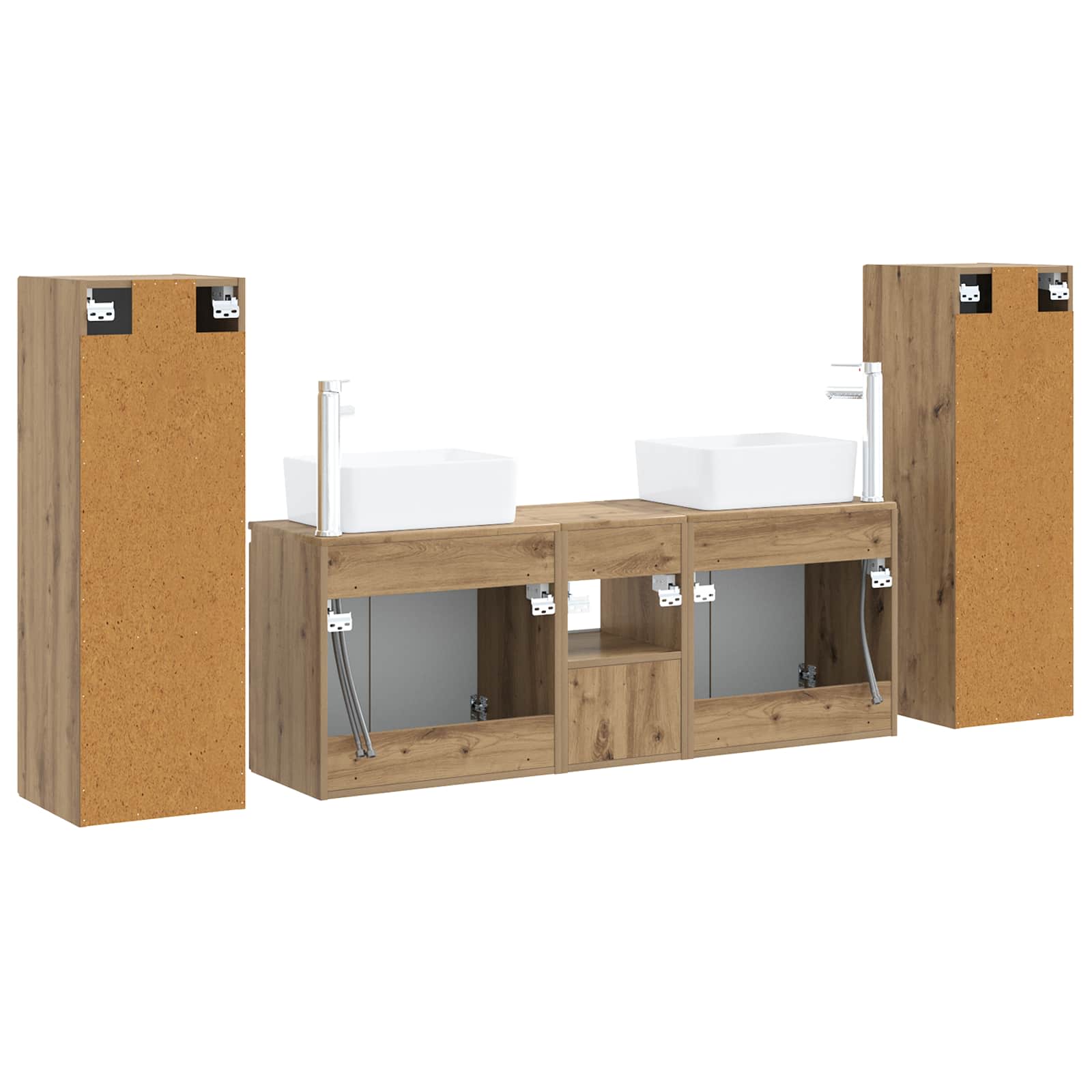 Badkamermeubelset 5 st Artisanaal eiken 33 x 34,5 x 100 cm - Afbeelding 7