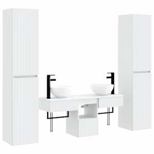 vidaXL Vannitoa m&ouml;&ouml;bleset 5 tk Valge 33 x 34,5 x 160 cm Tehispuit