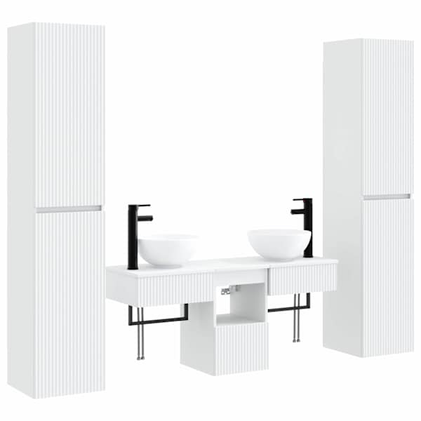 vidaXL Vannitoa m&ouml;&ouml;bleset 5 tk Valge 33 x 34,5 x 160 cm Tehispuit