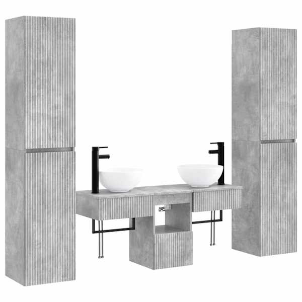 vidaXL Vannitoa m&ouml;&ouml;bleset 5 tk Betoonhall 33 x 34,5 x 160 cm Tehispuit
