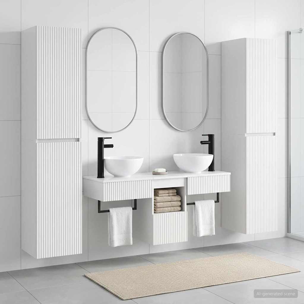 vidaXL Badrumsmöbelset 5 st Vit högglans 33 x 34,5 x 160 cm