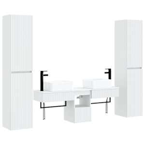 vidaXL Vannitoa m&ouml;&ouml;bleset 5 tk Valge 33 x 34,5 x 160 cm Tehispuit
