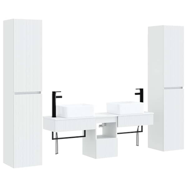 vidaXL Vannitoa m&ouml;&ouml;bleset 5 tk Valge 33 x 34,5 x 160 cm Tehispuit