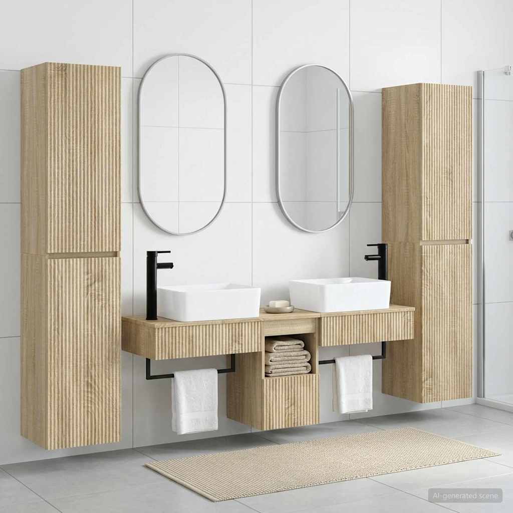 Vannitoa mööbleset 5 tk Sonoma tamm 33 x 34,5 x 160 cm
