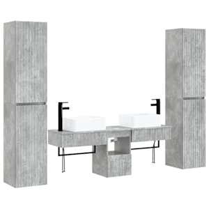 vidaXL Vannitoa m&ouml;&ouml;bleset 5 tk Betoonhall 33 x 34,5 x 160 cm Tehispuit