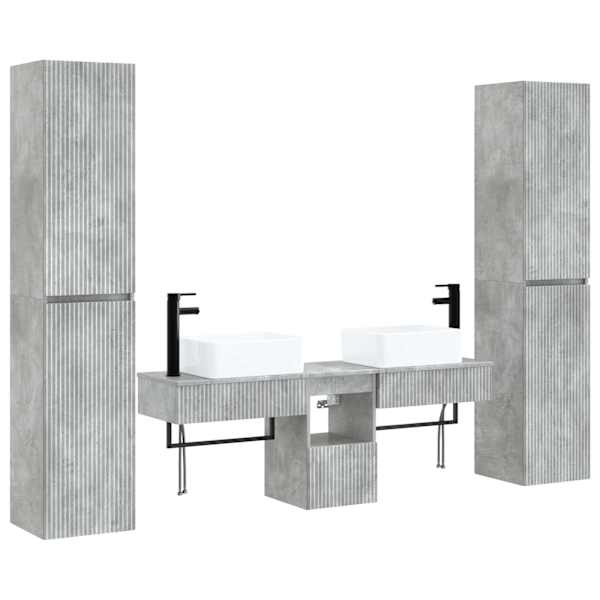 vidaXL Vannitoa m&ouml;&ouml;bleset 5 tk Betoonhall 33 x 34,5 x 160 cm Tehispuit