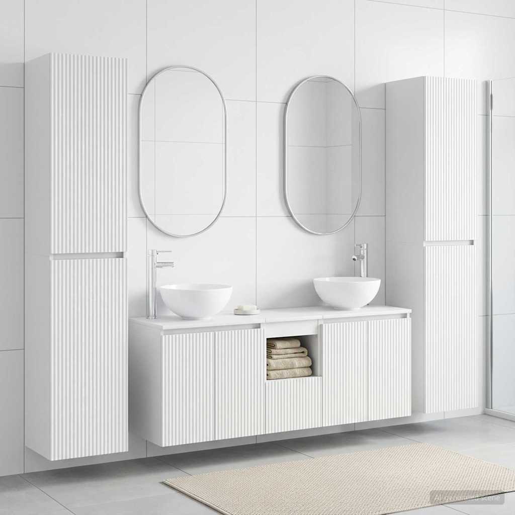 vidaXL Badrumsmöbelset 5 st Vit 195 x 35 x 100 cm Konstruerat trä