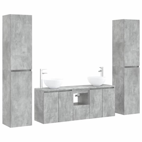 vidaXL Vannitoa m&ouml;&ouml;bleset 5 tk Betoonhall 33 x 34,5 x 160 cm Tehispuit