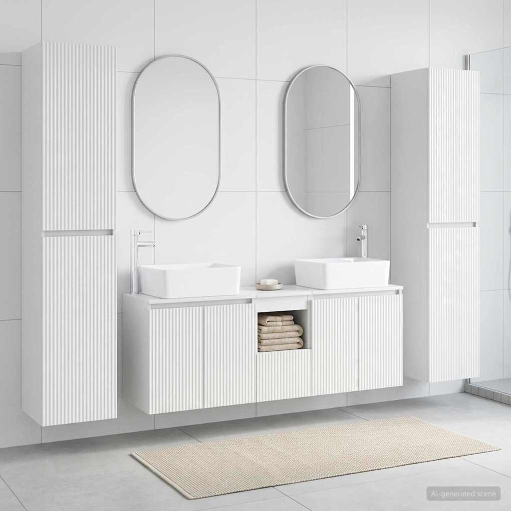 Комплект мебели за баня 5 бр. Бял гланц 33 x 34,5 x 160 см