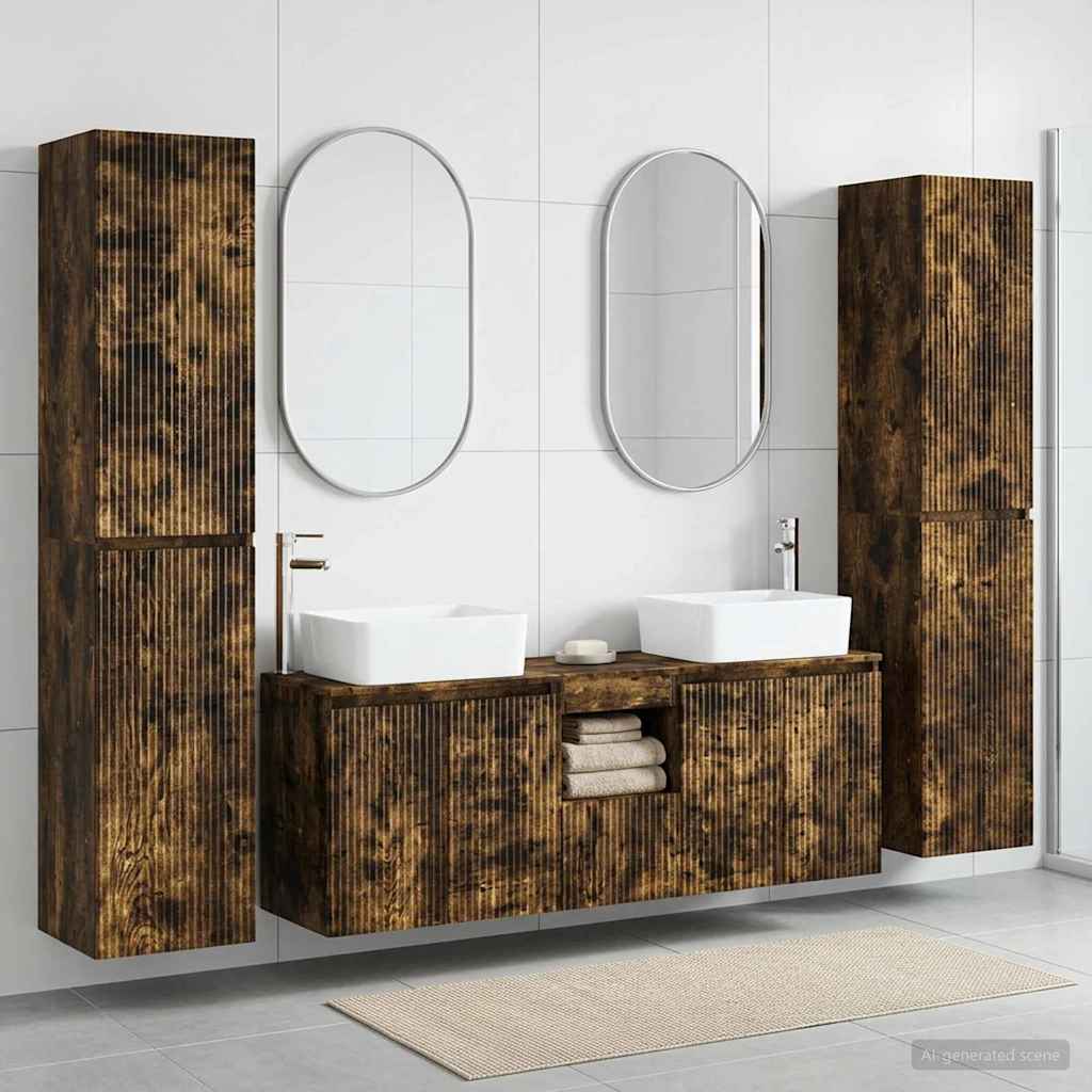 Vannitoa mööbleset 5 tk Suitsutatud tamm 33 x 34,5 x 160 cm