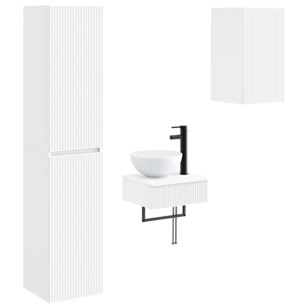 vidaXL Vannitoa m&ouml;&ouml;bleset 3 tk Valge 33 x 34,5 x 160 cm Tehispuit