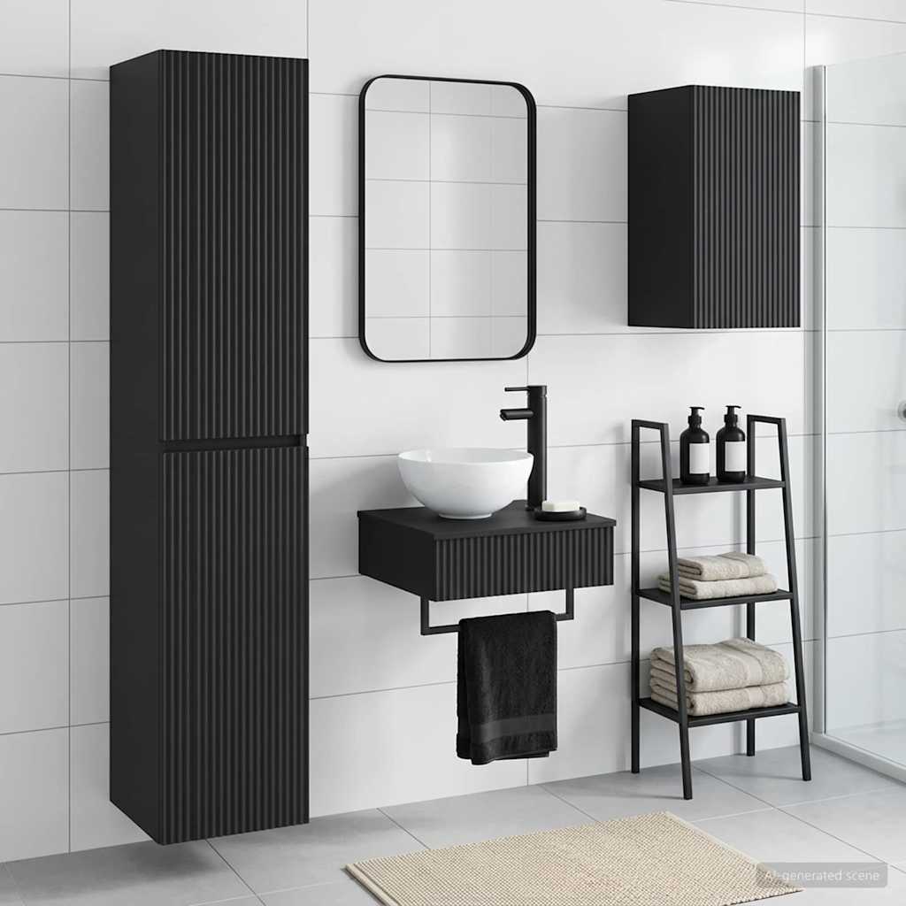 vidaXL Badrumsmöbelset 3 st Svart 33 x 34,5 x 160 cm Konstruerat trä