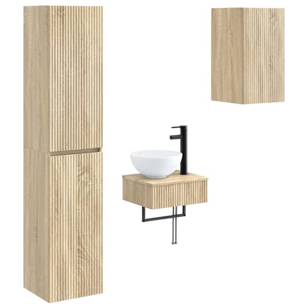 vidaXL Vannitoa m&ouml;&ouml;bleset 3 tk Sonoma tamm 33 x 34,5 x 160 cm