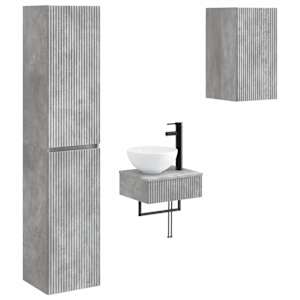 vidaXL Vannitoa m&ouml;&ouml;bleset 3 tk Betoonhall 33 x 34,5 x 160 cm Tehispuit