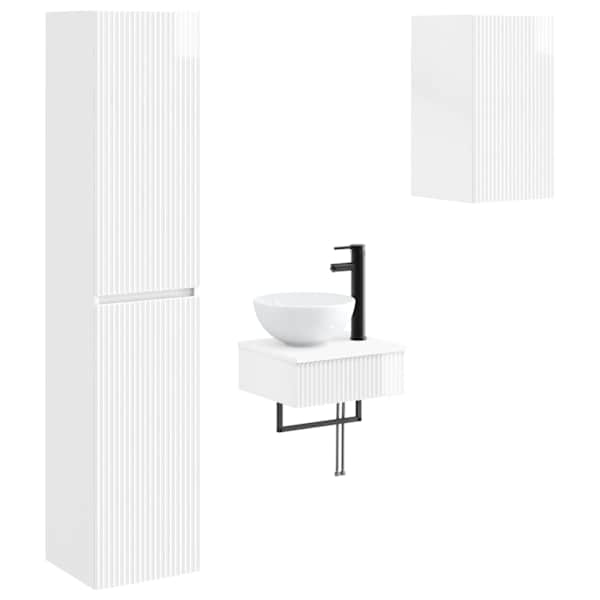 vidaXL Vannitoa m&ouml;&ouml;bleset 3 tk K&otilde;rgl&auml;ikega valge 33 x 34,5 x 160 cm