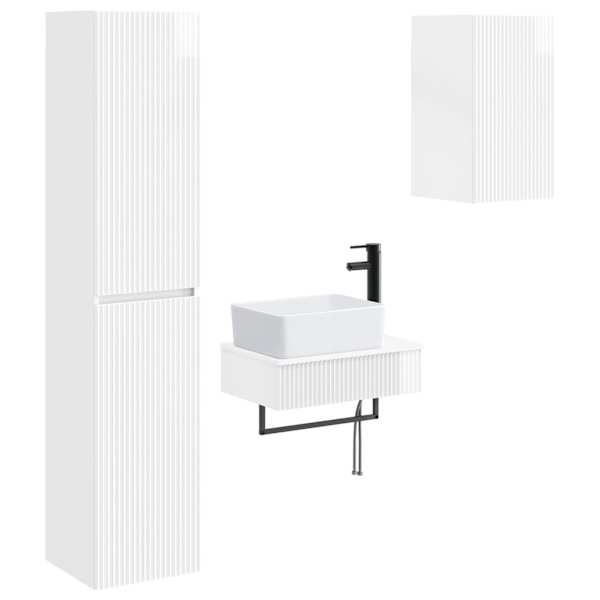 vidaXL Vannitoa m&ouml;&ouml;bleset 3 tk K&otilde;rgl&auml;ikega valge 33 x 34,5 x 160 cm