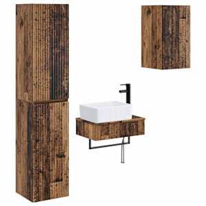 vidaXL Vannitoa m&ouml;&ouml;bleset 3 tk Vana puit 33 x 34,5 x 160 cm Tehispuit