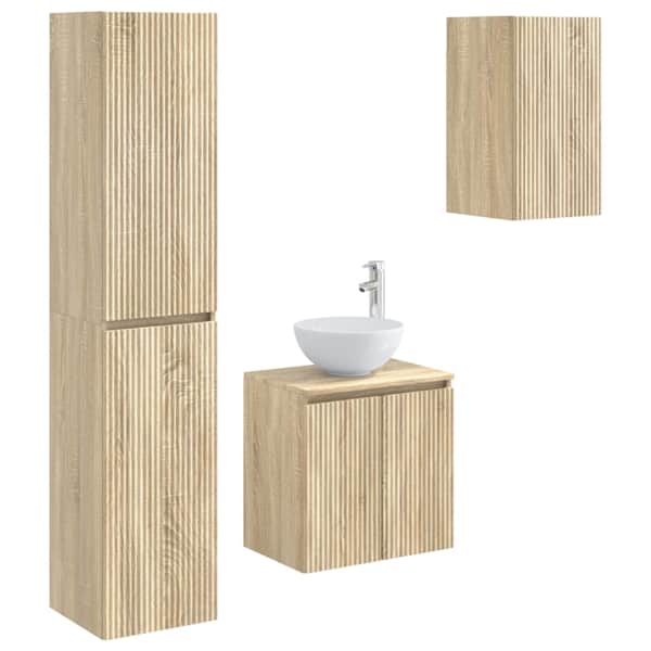 vidaXL Vannitoa m&ouml;&ouml;bleset 3 tk Sonoma tamm 33 x 34,5 x 160 cm
