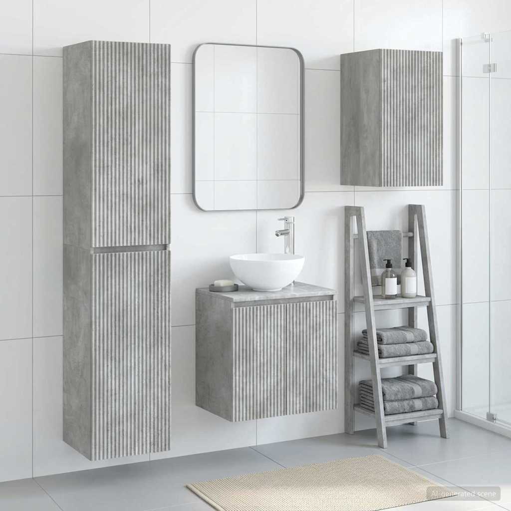 Комплект мебели за баня 3 бр. Бетонно сиво 33 x 34,5 x 160 см