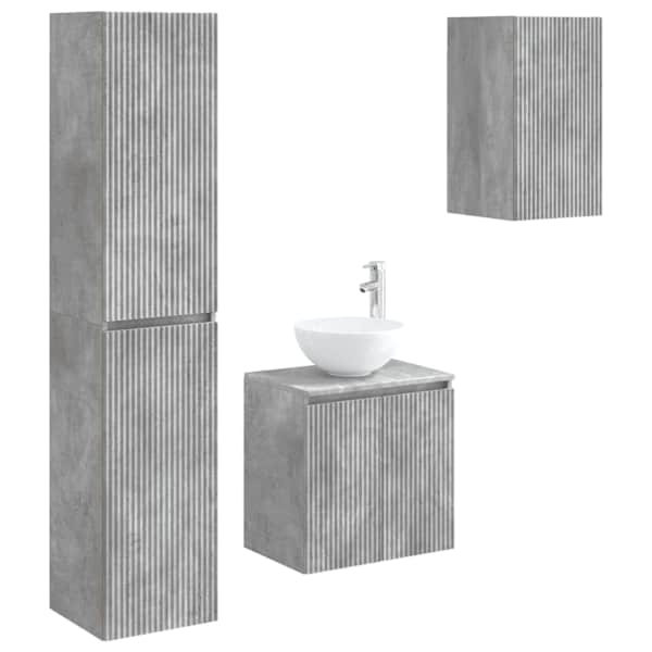 vidaXL Vannitoa m&ouml;&ouml;bleset 3 tk Betoonhall 33 x 34,5 x 160 cm Tehispuit