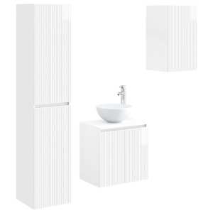 vidaXL Vannitoa m&ouml;&ouml;bleset 3 tk K&otilde;rgl&auml;ikega valge 33 x 34,5 x 160 cm