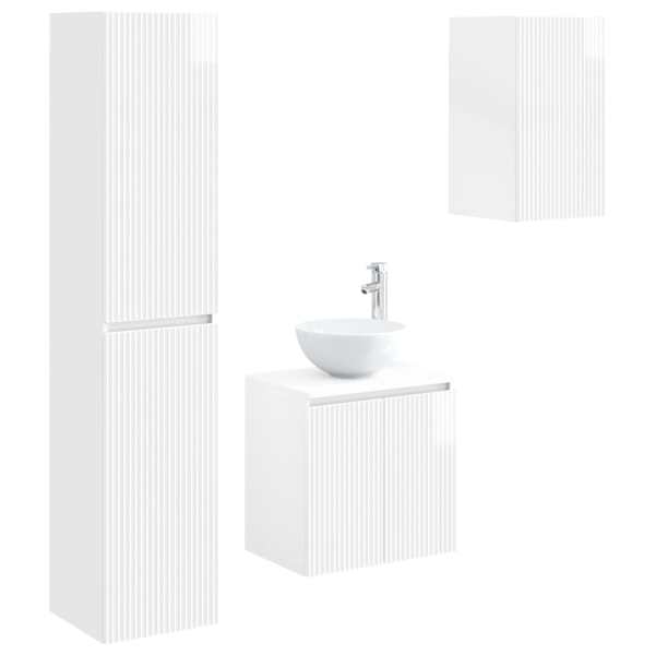 vidaXL Vannitoa m&ouml;&ouml;bleset 3 tk K&otilde;rgl&auml;ikega valge 33 x 34,5 x 160 cm