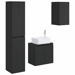 vidaXL Vannitoa m&ouml;&ouml;bleset 3 tk Must 33 x 34,5 x 160 cm Tehispuit