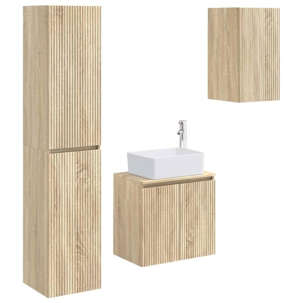 vidaXL Vannitoa m&ouml;&ouml;bleset 3 tk Sonoma tamm 33 x 34,5 x 160 cm
