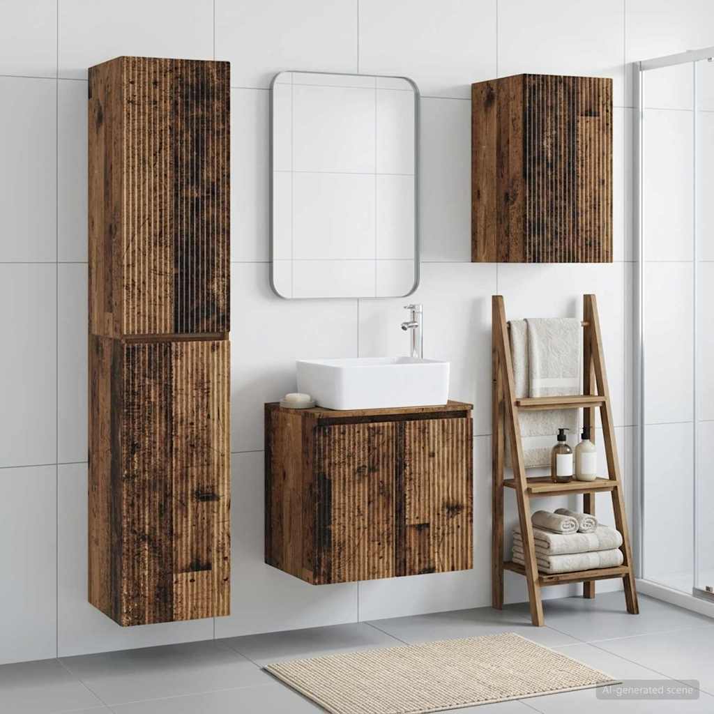 vidaXL Badezimmermöbel-Set 3 stk. Altholz 33 x 34,5 x 160 cm