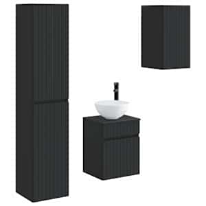 vidaXL Vannitoa m&ouml;&ouml;bleset 3 tk Must 33 x 34,5 x 160 cm Tehispuit