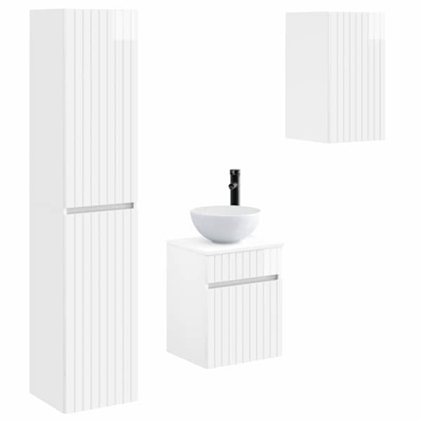 vidaXL Vannitoa m&ouml;&ouml;bleset 3 tk K&otilde;rgl&auml;ikega valge 33 x 34,5 x 160 cm