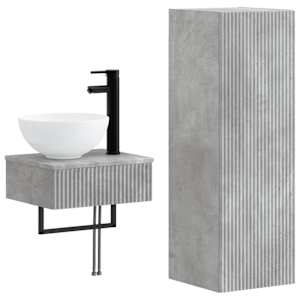 vidaXL Vannitoa m&ouml;&ouml;bleset 2 tk Betoonhall 33 x 34,5 x 100 cm Tehispuit