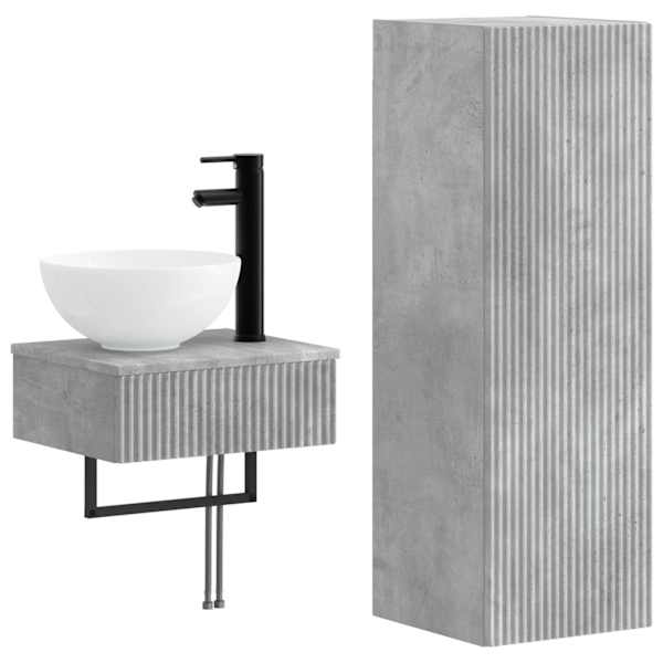 vidaXL Vannitoa m&ouml;&ouml;bleset 2 tk Betoonhall 33 x 34,5 x 100 cm Tehispuit