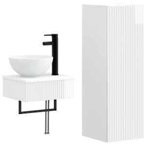 vidaXL Vannitoa m&ouml;&ouml;bleset 2 tk K&otilde;rgl&auml;ikega valge 33 x 34,5 x 100 cm