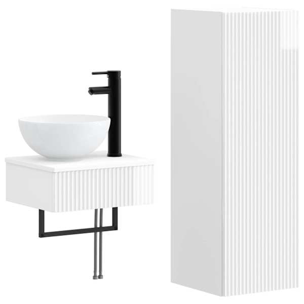 vidaXL Vannitoa m&ouml;&ouml;bleset 2 tk K&otilde;rgl&auml;ikega valge 33 x 34,5 x 100 cm