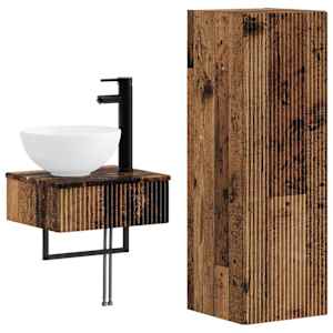 vidaXL Vannitoa m&ouml;&ouml;bleset 2 tk Vana puit 33 x 34,5 x 100 cm Tehispuit
