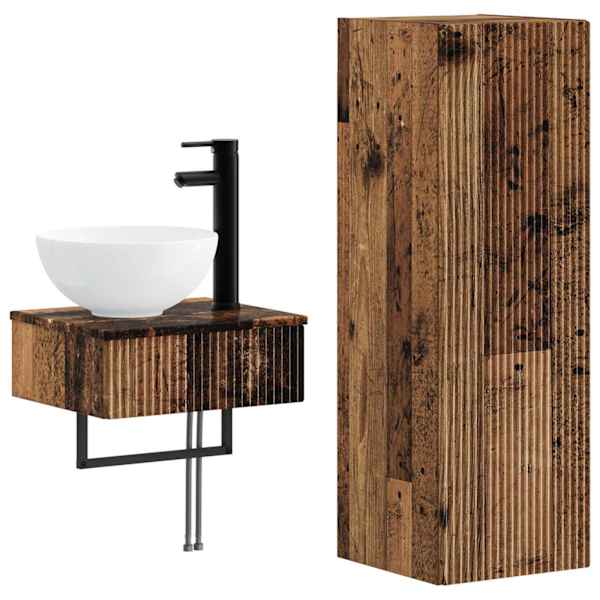 vidaXL Vannitoa m&ouml;&ouml;bleset 2 tk Vana puit 33 x 34,5 x 100 cm Tehispuit