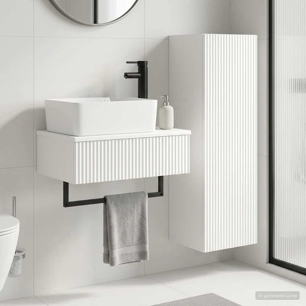 Комплект мебели за баня 2 бр. Бял гланц 33 x 34,5 x 100 см