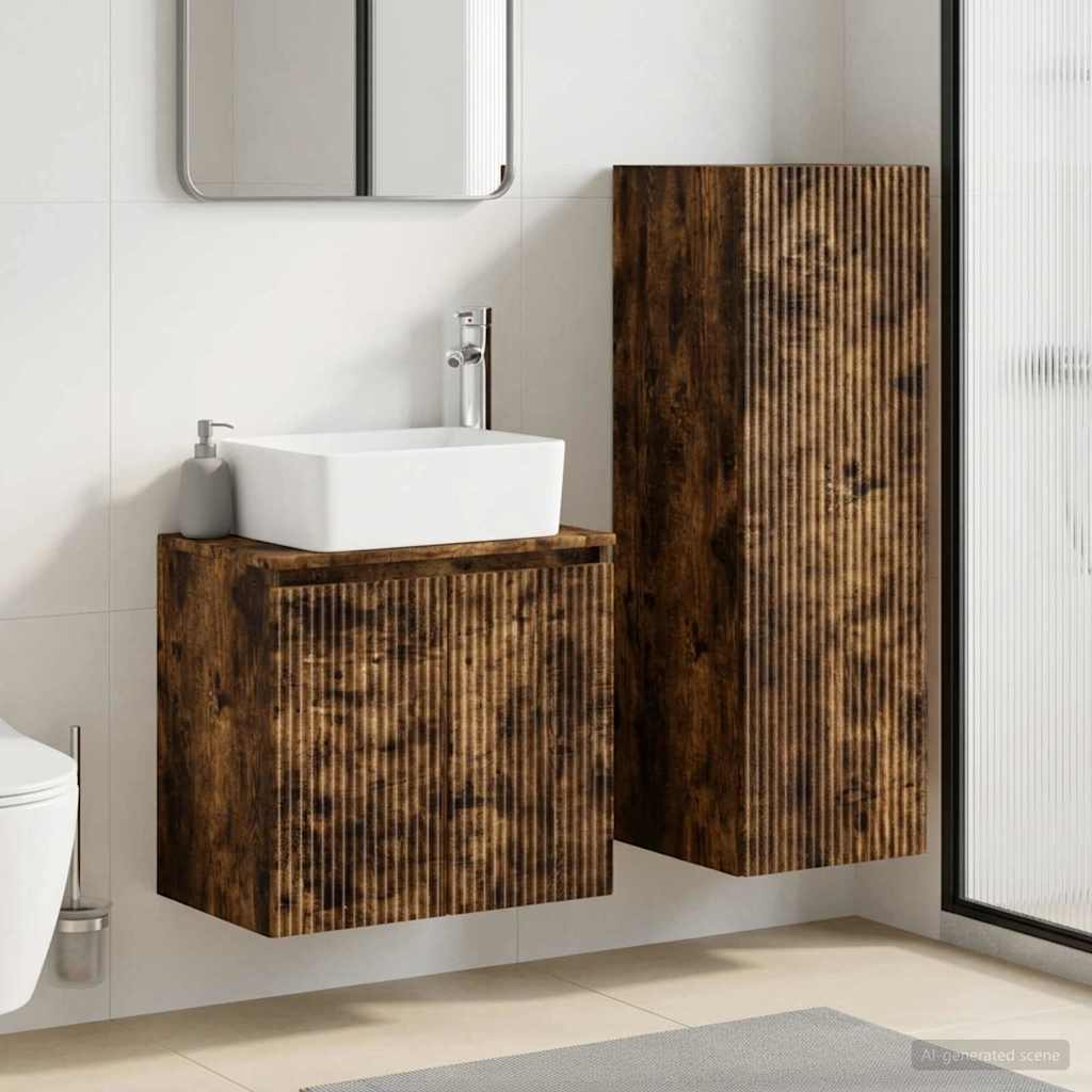 Vannitoa mööbleset 2 tk Suitsutatud tamm 33 x 34,5 x 100 cm