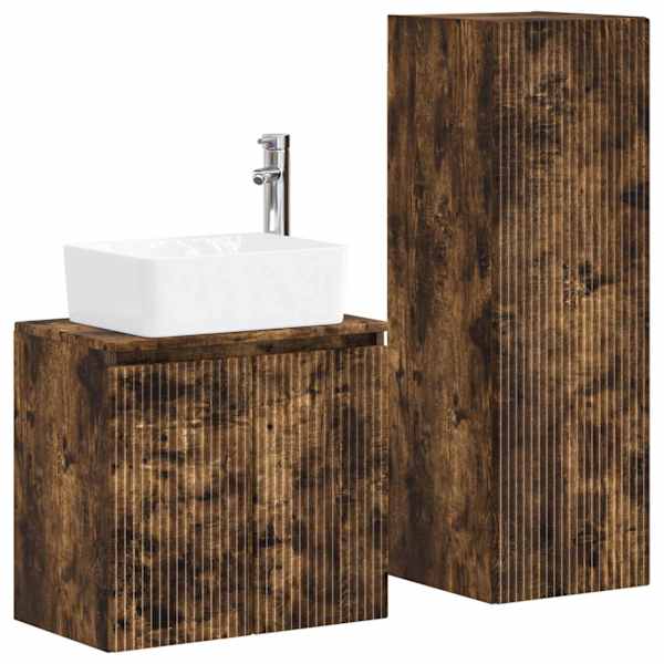 vidaXL Vannitoa m&ouml;&ouml;bleset 2 tk Suitsutatud tamm 33 x 34,5 x 100 cm