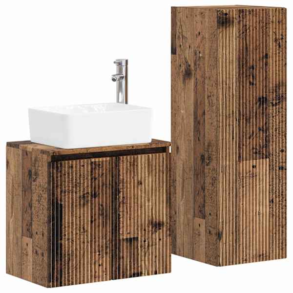 vidaXL Vannitoa m&ouml;&ouml;bleset 2 tk Vana puit 33 x 34,5 x 100 cm Tehispuit