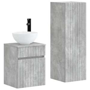 vidaXL Vannitoa m&ouml;&ouml;bleset 2 tk Betoonhall 33 x 34,5 x 100 cm Tehispuit