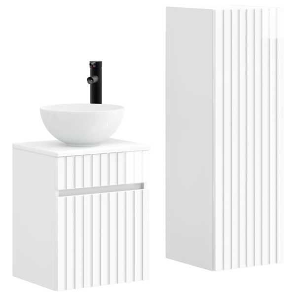 vidaXL Vannitoa m&ouml;&ouml;bleset 2 tk K&otilde;rgl&auml;ikega valge 33 x 34,5 x 100 cm